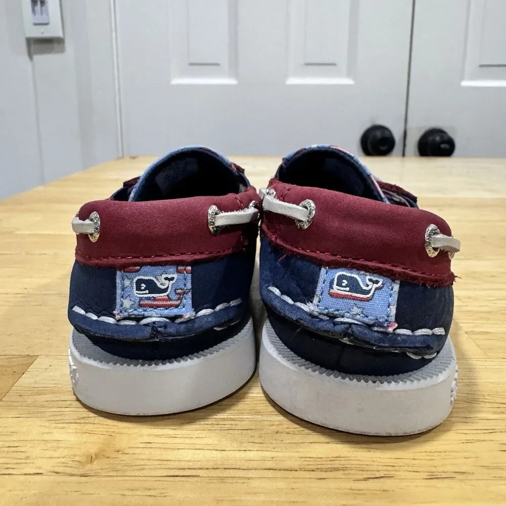 Sperrys Kids Vineyard Vines Boat Shoes Slip On Americana USA Flag EUC 8.5 Infant